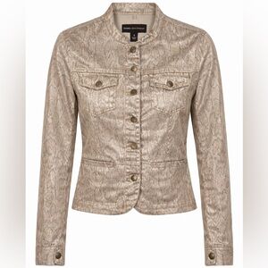 Dana Buchman Metallic Snakeskin Print Jacket Gold Button Front NWT Women 4